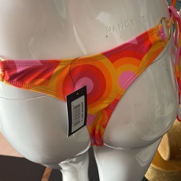 Forplay Strapless Cheeky Gold O Ring Side Tie Bikini Size M RefFNB - Picture 9 of 12